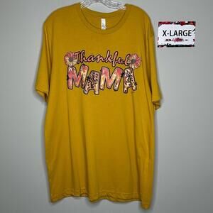 Thankful Mama XL yellow tee Thanksgiving - L&B Life